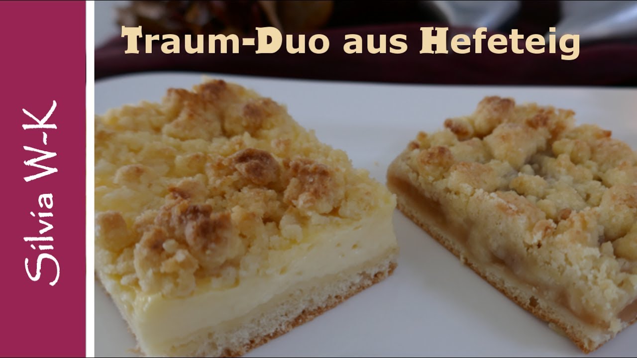 Puddingkuchen / Apfelmuskuchen / mit Streusel / Traumduo aus Hefeteig