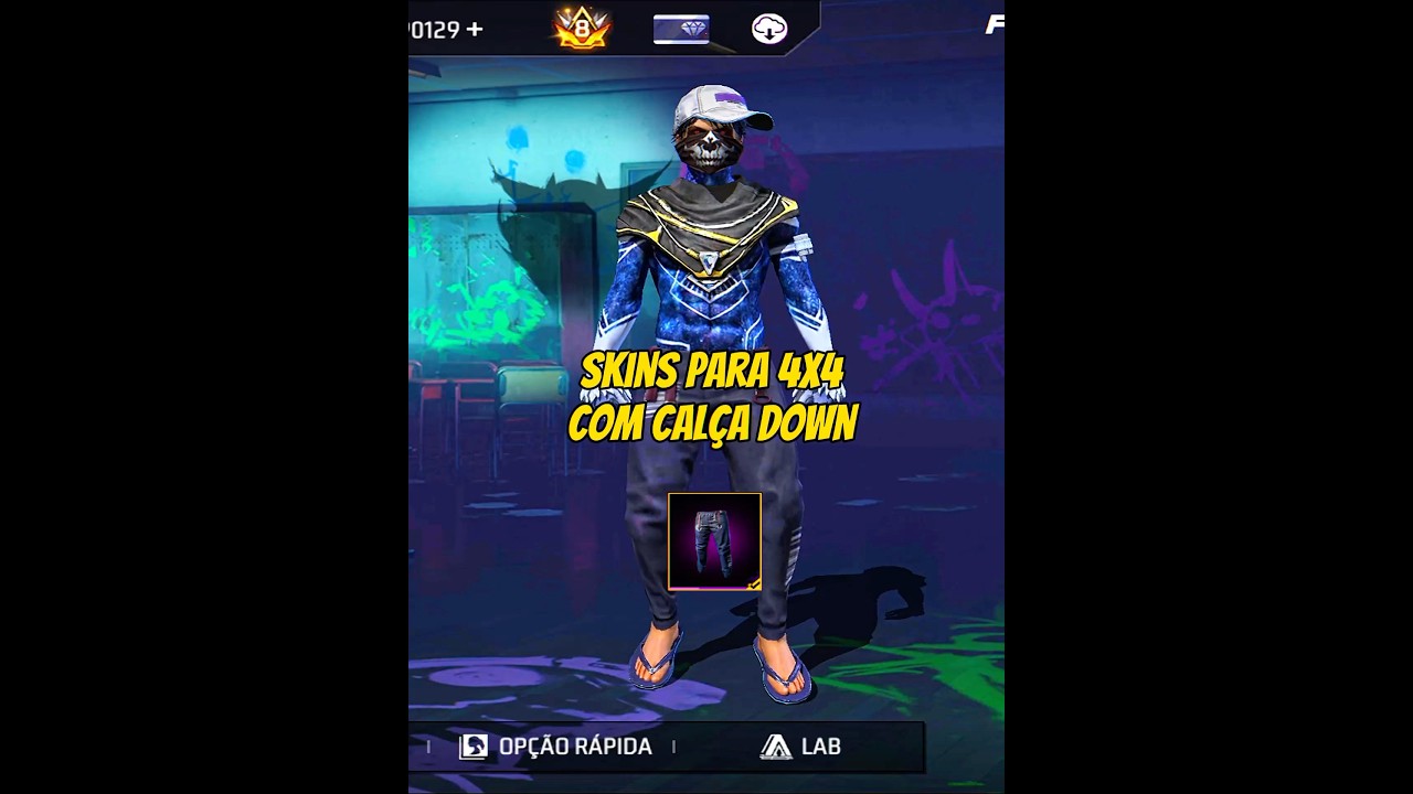 skins para 4x4 com cal&ccedil;a down #freefire #garenafreefire #combina&ccedil;&otilde;esff