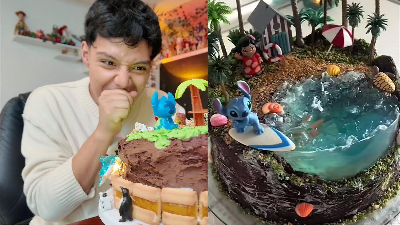 pastel de playa de stitch (no de aguas negras eh)