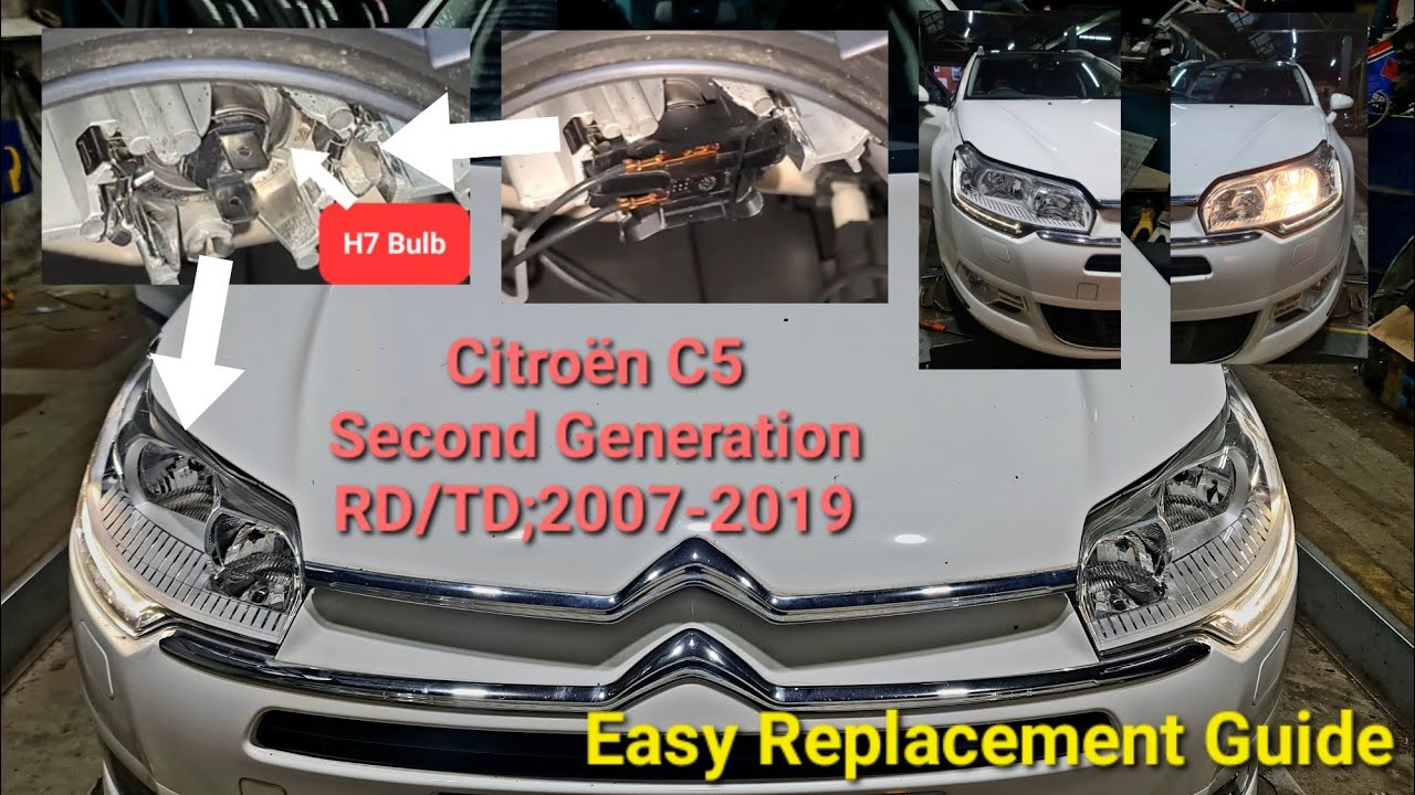 how to change main dipped bulb on Citroen C5 mk2 #headlight #lowbeam