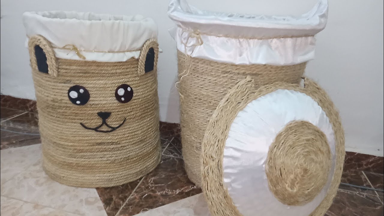 ضروري تشوفي لفيديو مشروع مربح صنع سلة العاب وسلة ملابس بخيط الخيش والحلفة مع تنظيم عميق للحمام