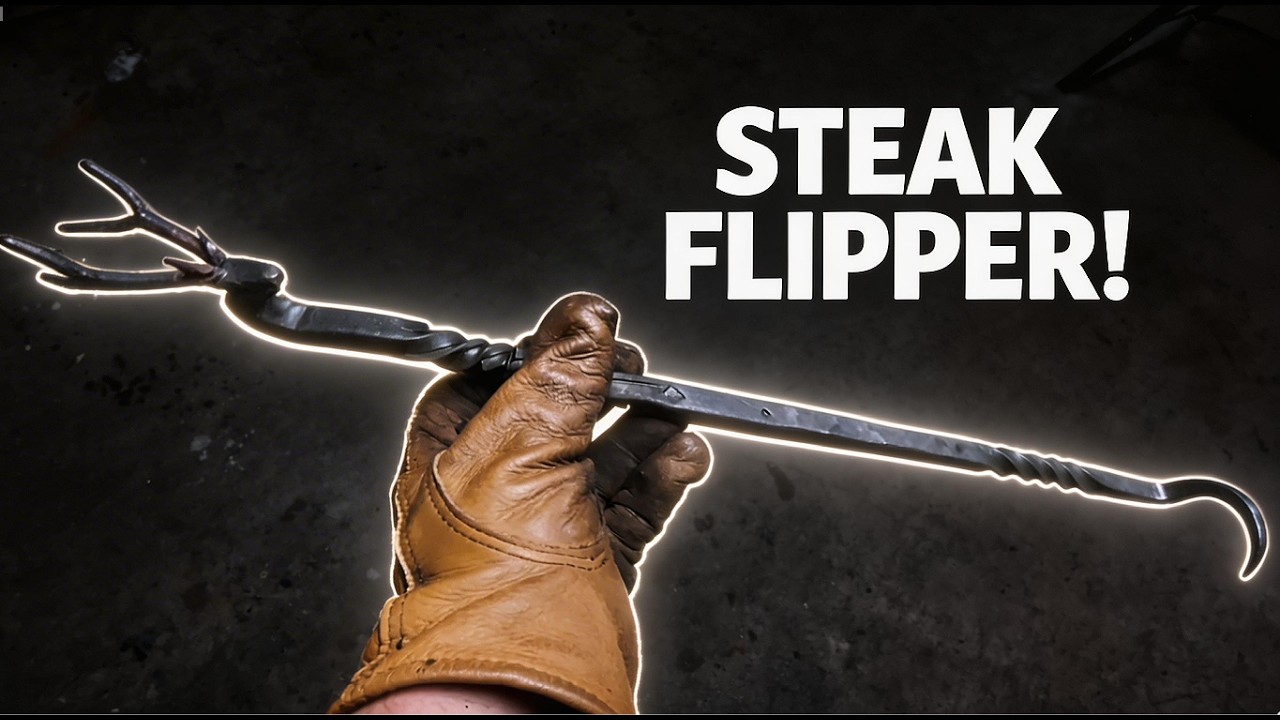 Как выковать приспособление для переворачивания стейка из оленьей головы!