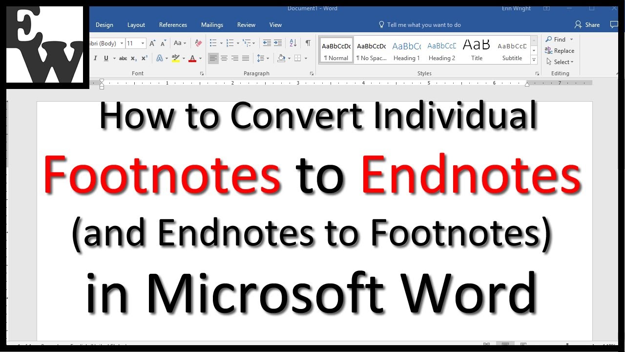 How to Convert Individual Footnotes to Endnotes in Microsoft Word