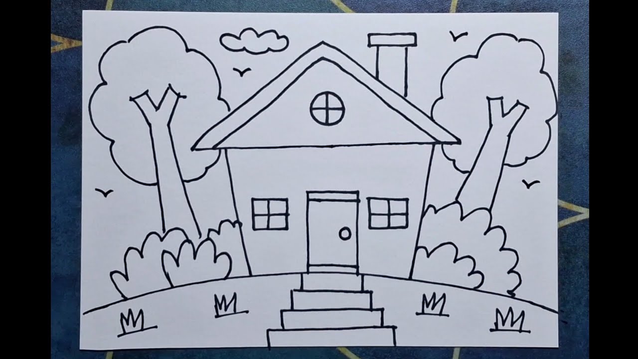House drawing, step by step drawing,  drawing tutorial 