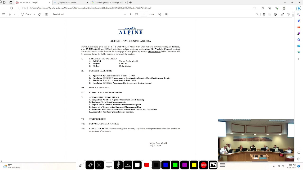 Alpine City Council Meeting 7/25/2023