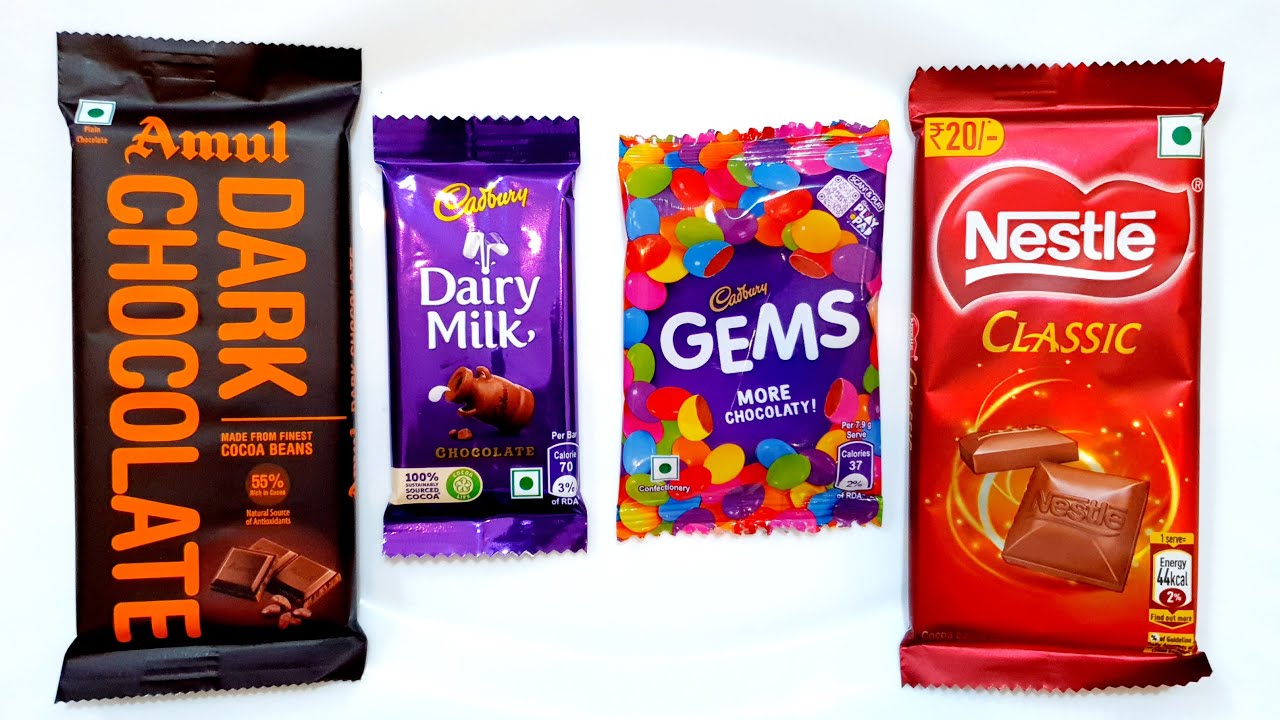DairyMilk vs Gems vs Dark Chocolate vs Nestle Classic  Chocolate