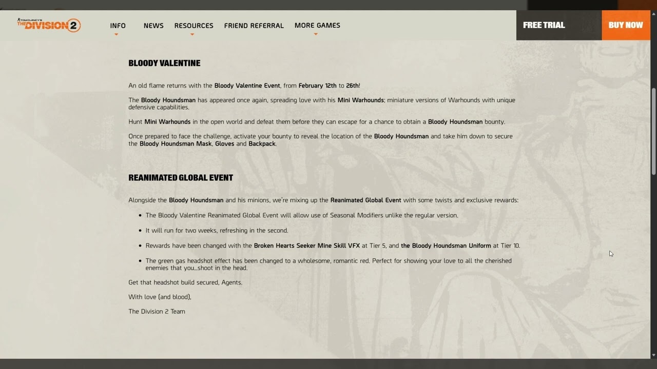 Bloody Valentine Event - Tom Clancy's The Division 2