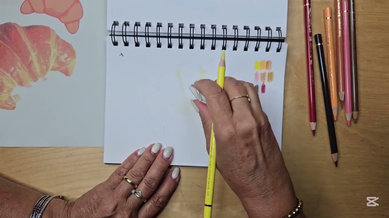 COME DISEGNARE CUN CROISSANT - DISEGNO FACILE CON MATITE COLORATE