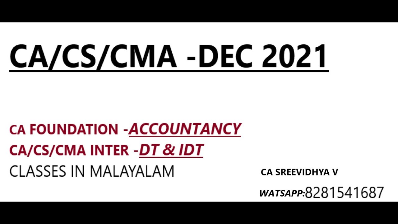 CA/CS/CMA classes in MALAYALAM