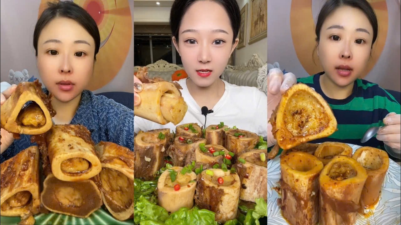 Asmr mukbang eating bone marrow - full 2 hours long - alice food #447