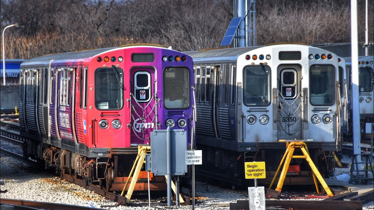 CTA Chicago 'L' - Yellow, Purple & Red Line Train Action @ Howard Station
