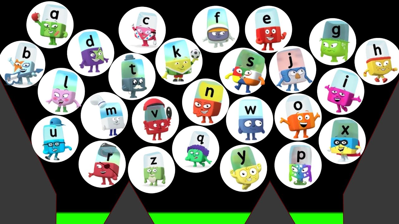 All 26 Alphablocks Elimination Marble Race in Algodoo
