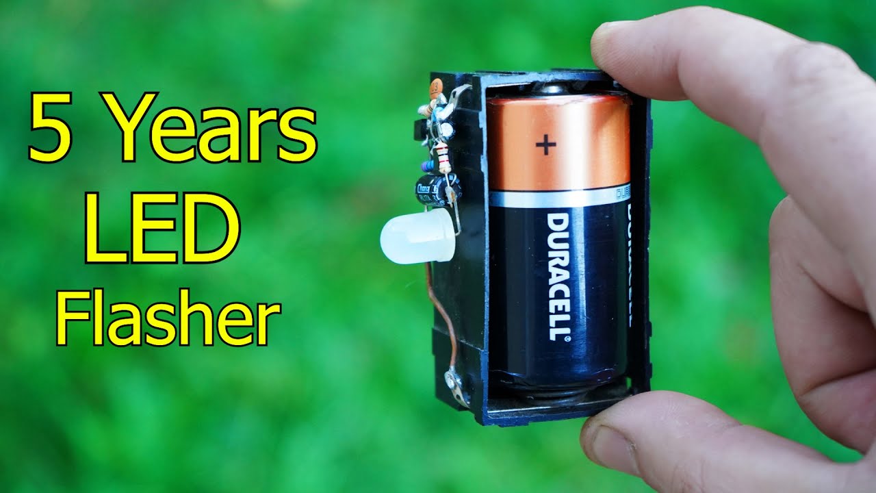 This LED will blink for 5 years with One 1.5v Size D Battery