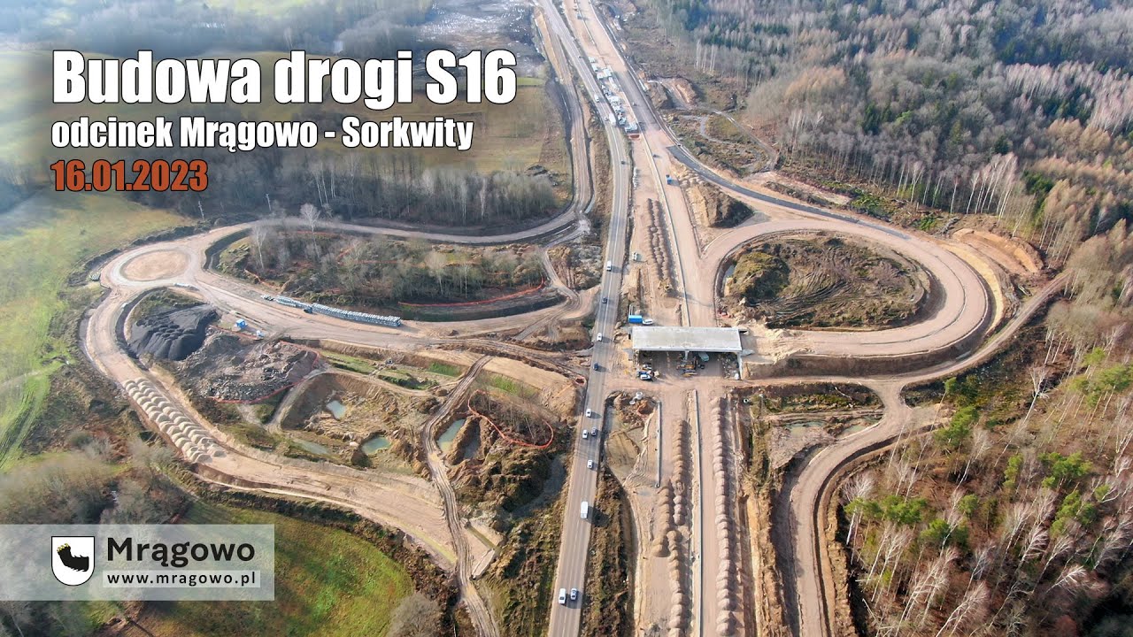 Budowa S16 Borki Wielkie - Mrągowo. 16.01.2023