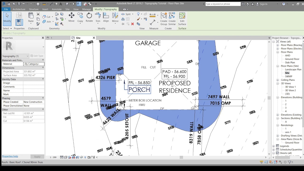Revit Cut/Fill Topography 3D Modelling Tutorial