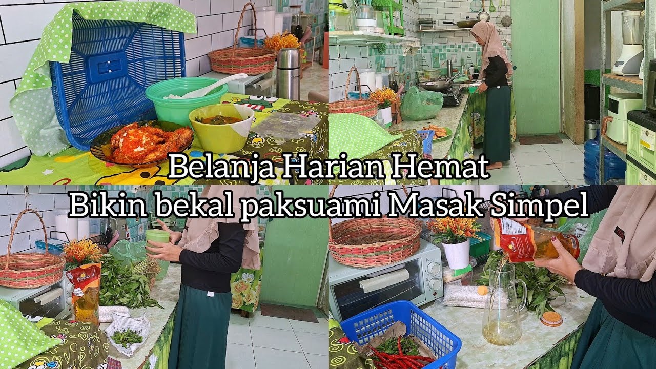 Belanja Harian Hemat || Bikin Bekal Suami sambil beberes Dapur Hijau Minimalis
