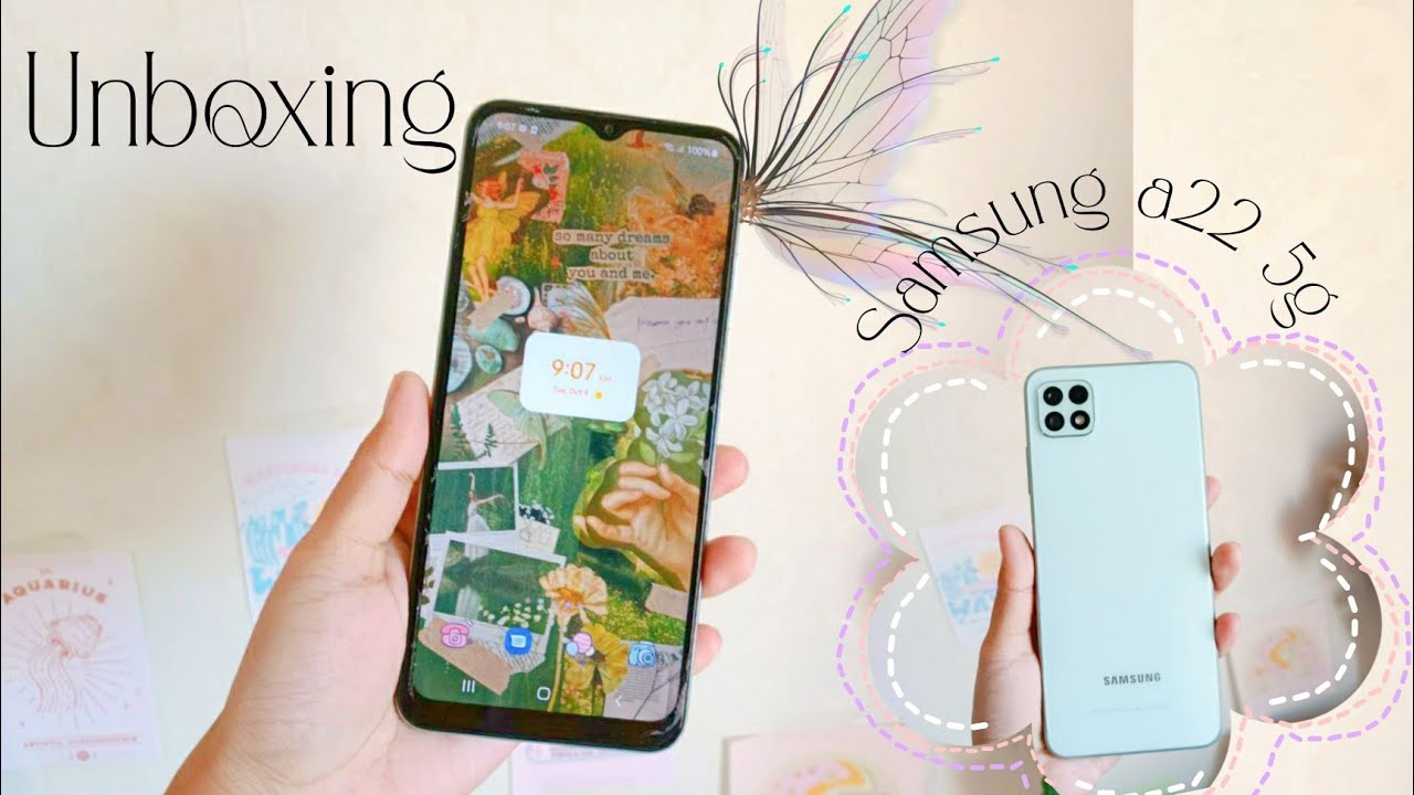 Samsung Galaxy A22 5g ( mint ) unboxing aesthetic ☘| Jan
