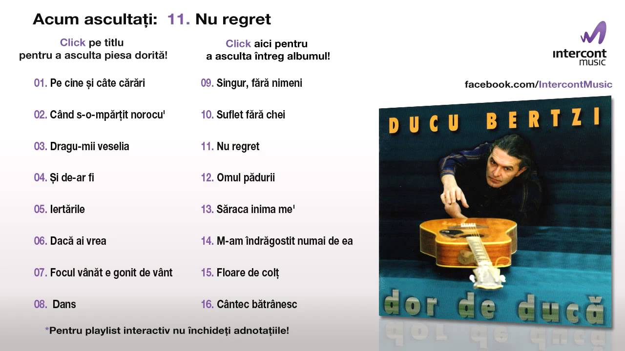 Ducu Bertzi - Nu regret (11/16) [Dor de ducă]