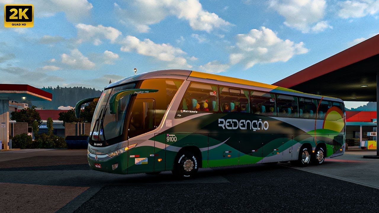 Smooth Bus Drive Trough Village, with Views at Night - Euro Truck Simulator 2 - Xbox Gamepad