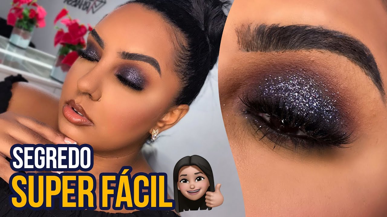 COMO APLICAR GLITTER em maquiagem de OLHO PRETO ESFUMADO | segredo super fácil | Makeuprhaissa