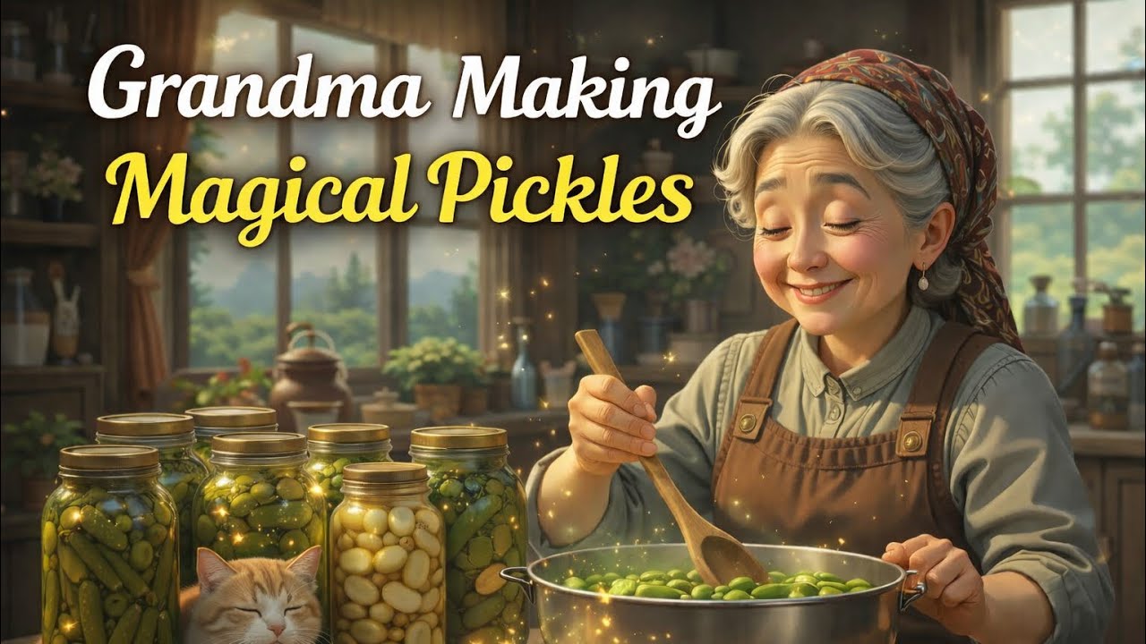 Grandma Kitchen Magic 👵🥒 | Homemade Pickles in Cozy Ghibli Style | ASMR Cooking