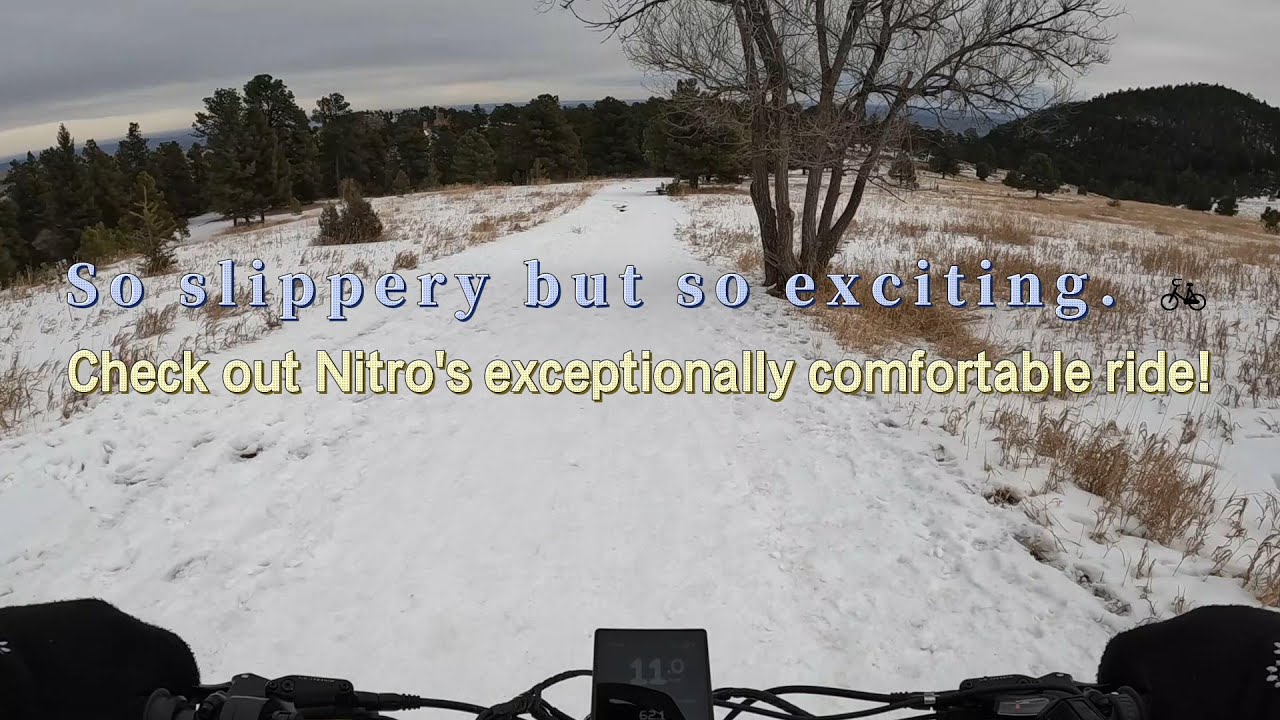 It's slippery but so exciting. 🚲❄️ Check out Nitro's exceptionally comfortable ride!