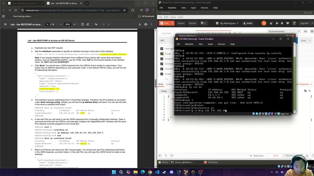 8.3.7 Lab - Use RESTCONF to Access an IOS XE Device
