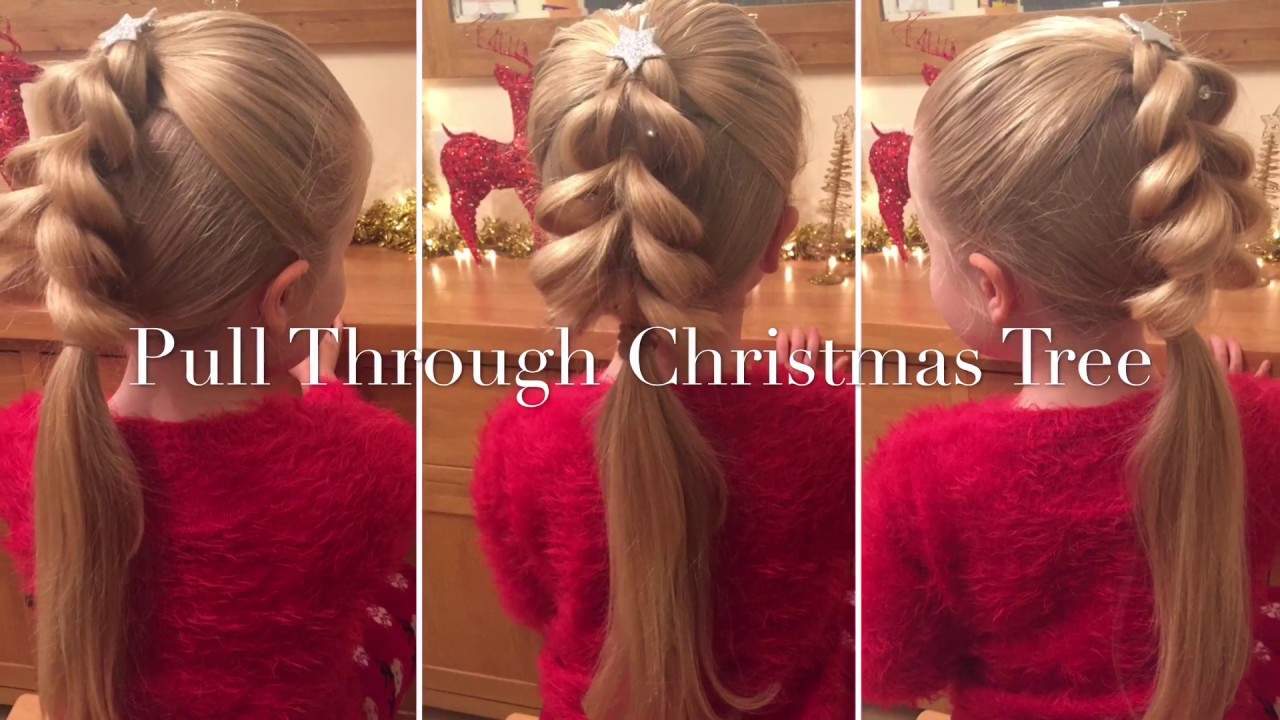 Pull Through Christmas Tree hair style by Two Little Girls Hairstyles