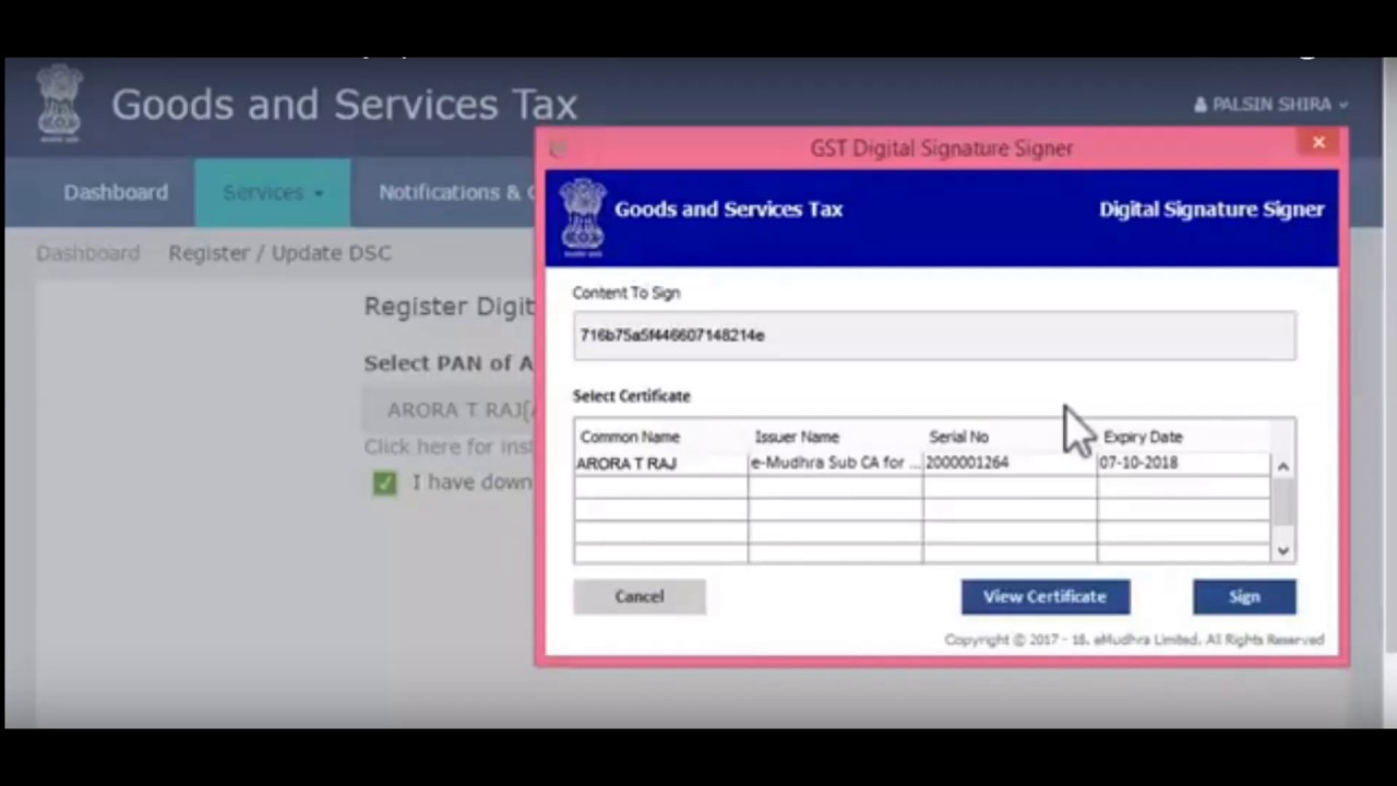Guide for update Digital signature in gst @www.gst.gov.in