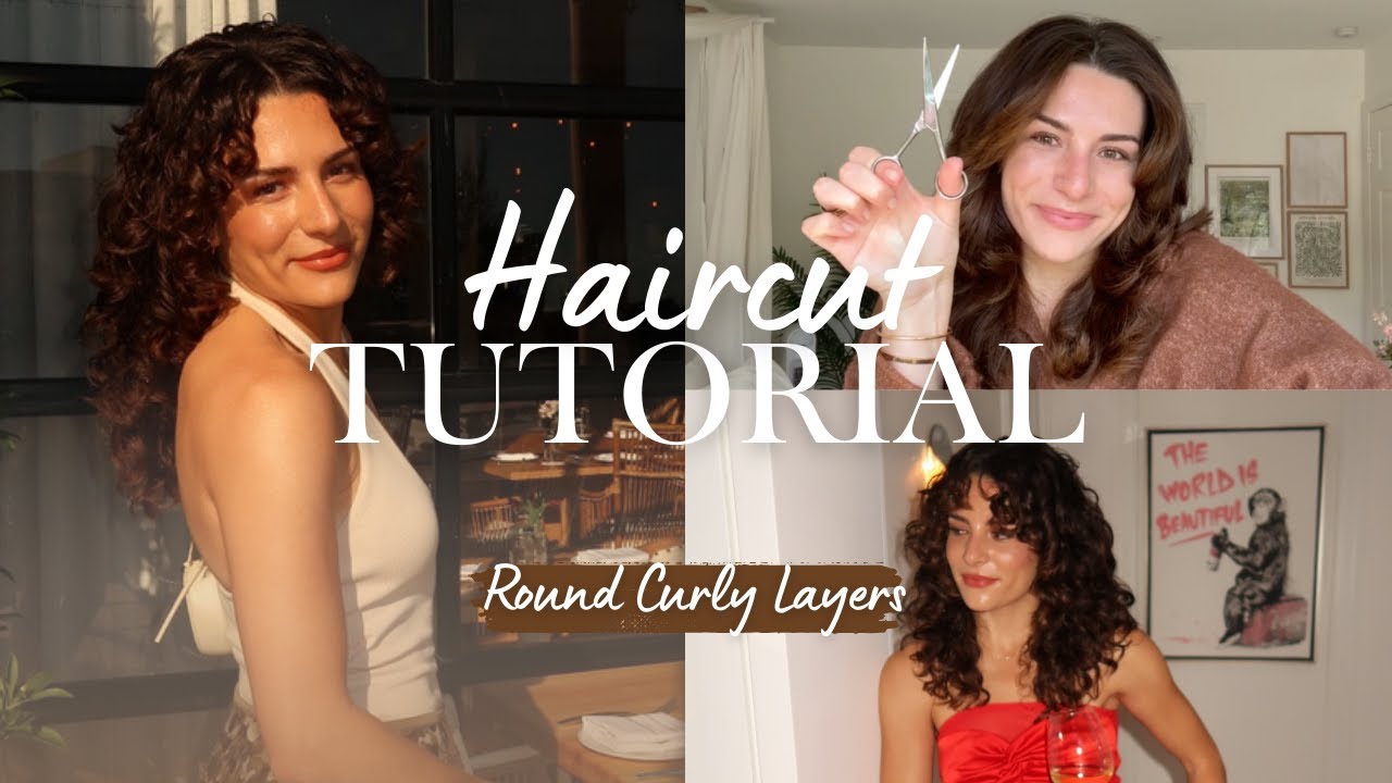 ROUND CURLY HAIRCUT TUTORIAL | How I cut round layers in my curly hair that also look good straight