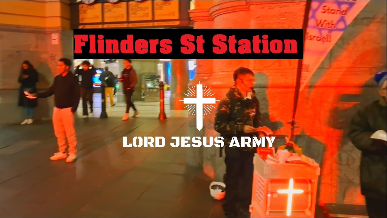 Gospel preaching at Flinders St Station Friday night