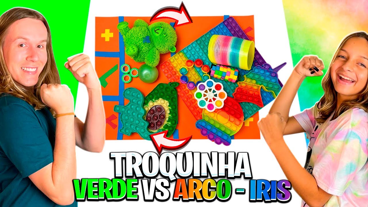 TROCANDO FIDGET TOYS NA COR VERDE VS ARCO-IRIS / FIDGET TOYS CHALLENGE Ft. Tio Lucas