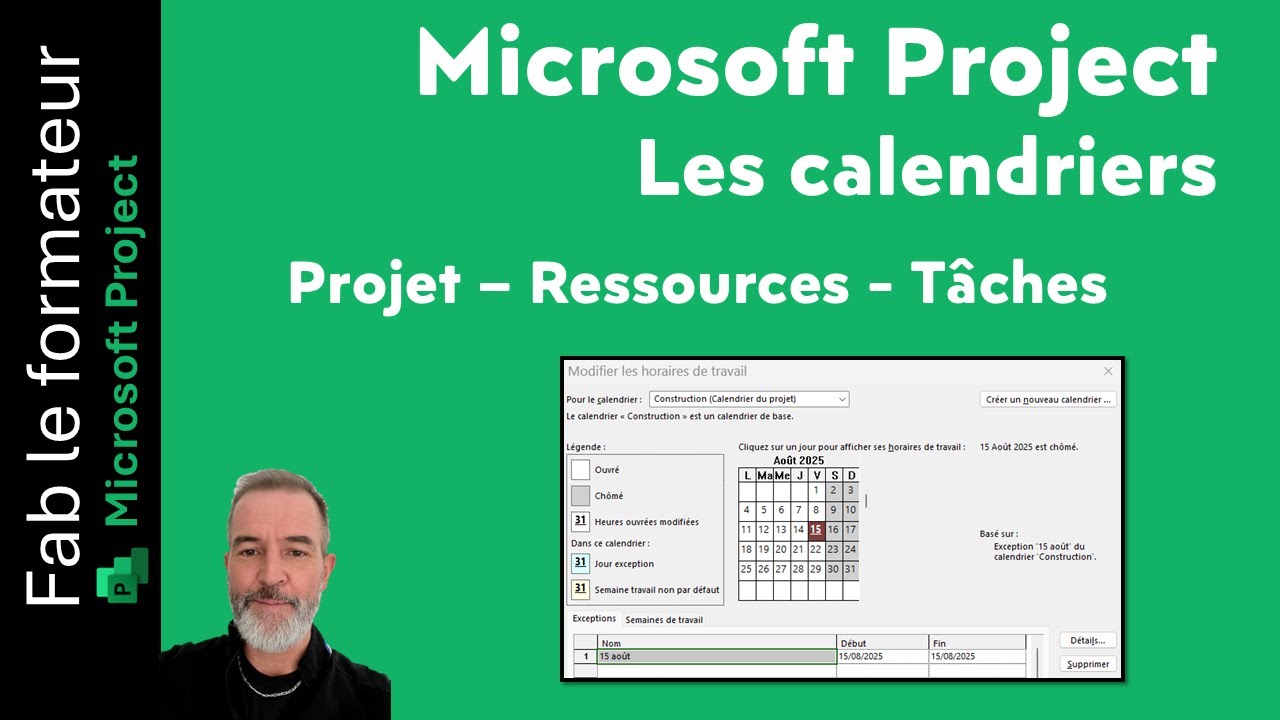 Microsoft Project - Calendrier de ressource, calendrier de tâche, et priorités des calendriers 📅