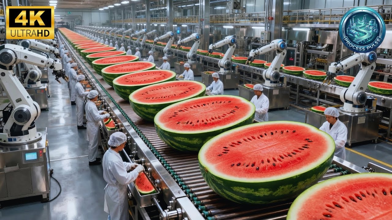 Inside a Modern Watermelon Processing Plant: From Watermelon to Sweet Chilled Juice (Full Process)