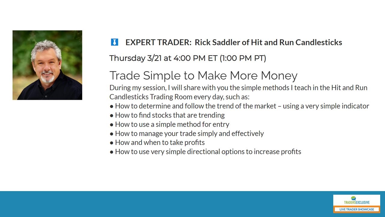 Live Trader Showcase - Mar 21 2024 - #7 - Rick Saddler of Hit and Run Candlesticks