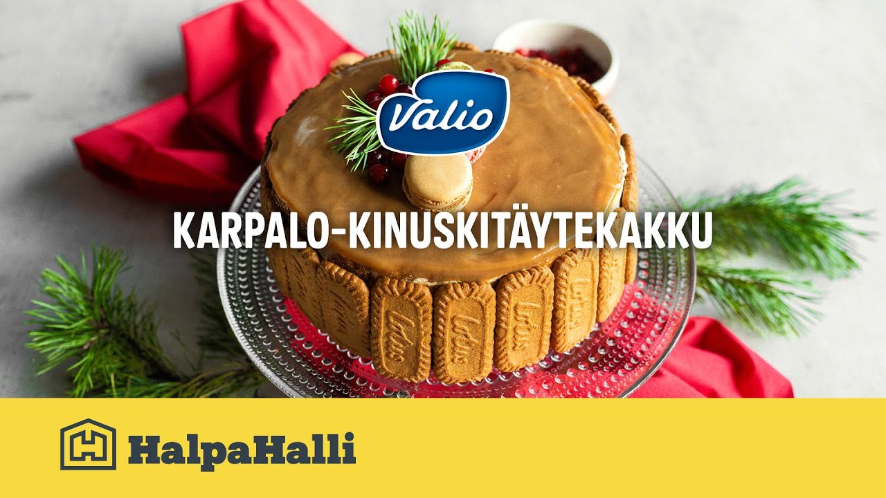 Valio karpalo-kinuskitäytekakku  • Hyvän Arjen Resepti • HalpaHalli