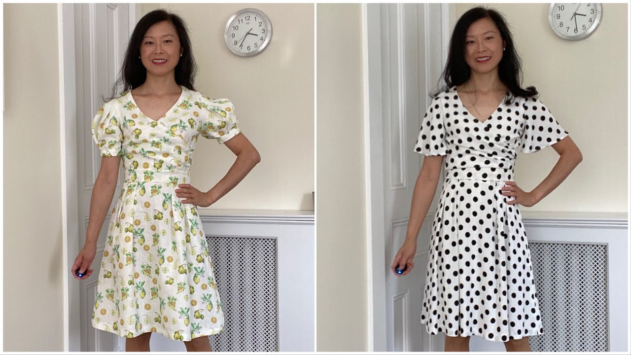 37. Faux Wrap Dresses from Butterick B6446  Pattern - Part 2 - Linen Puffy Sleeves & Loft Refashion