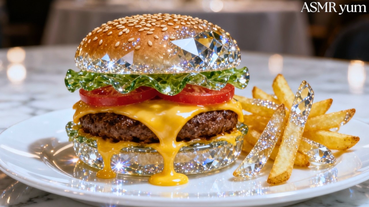 This GLASS Burger ASMR Crunch Sounds IMPOSSIBLE 🛑😵🍔