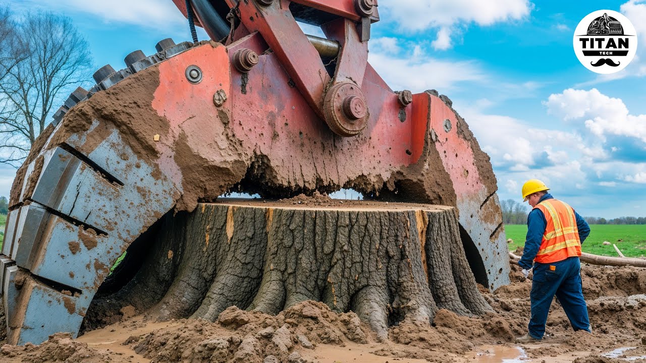 Extreme Dangerous Monster Stump Removal Excavator | Amazing Fastest Wood Chipper Machines #25