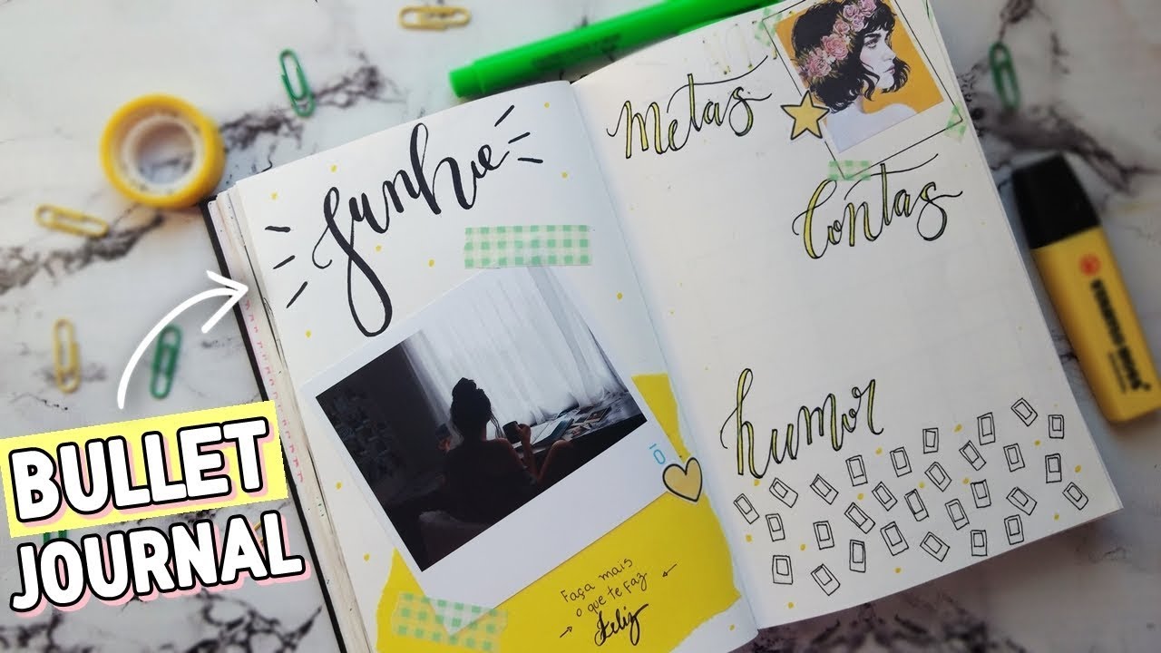 BULLET JOURNAL COM COLAGENS | PLANEJE COMIGO O M&Ecirc;S DE JUNHO 🇧🇷