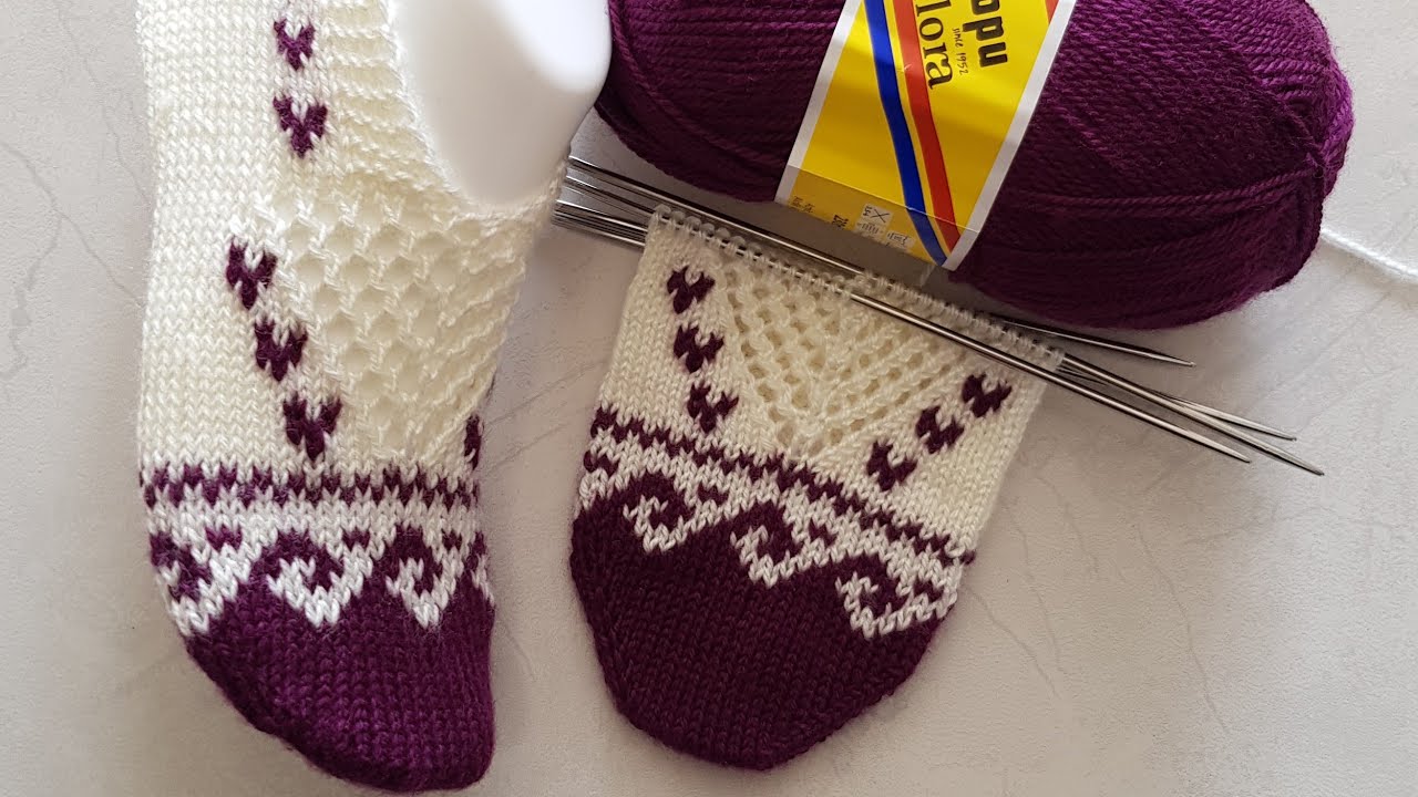 AJURLU KALPLİ ÇEYİZLİK BEŞŞİŞ PATİK YAPILIŞI - KNITTING