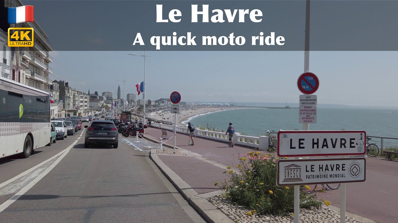 🇫🇷 Le Havre: city tour motorcycle ride / 4K