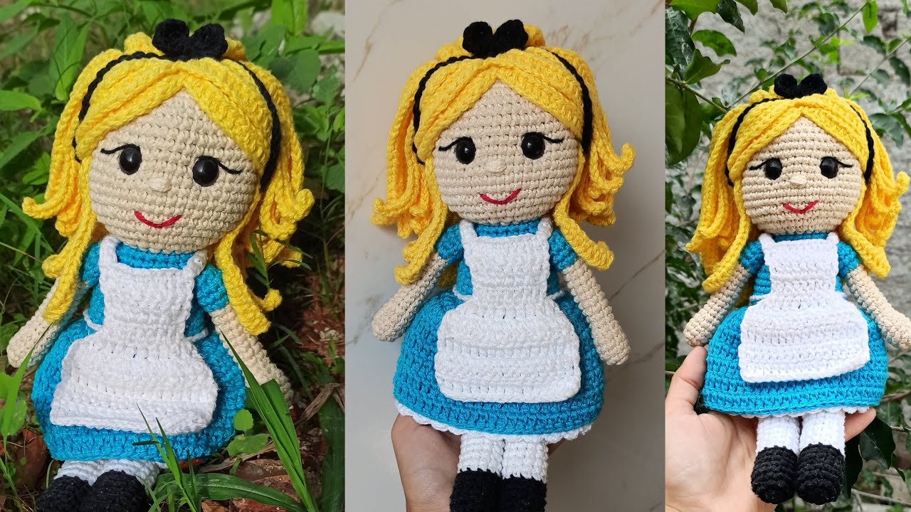 Boneca ALICE - 1° Parte - Boneca de Crochê - Boneca Amigurumi - 30cm