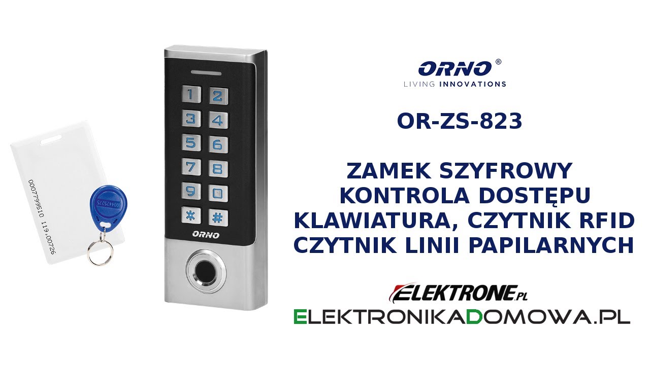 Zamek szyfrowy, klawiatura, czytnik linii papilarnych, RFID, kontrola dostępu - Orno OR-ZS-823