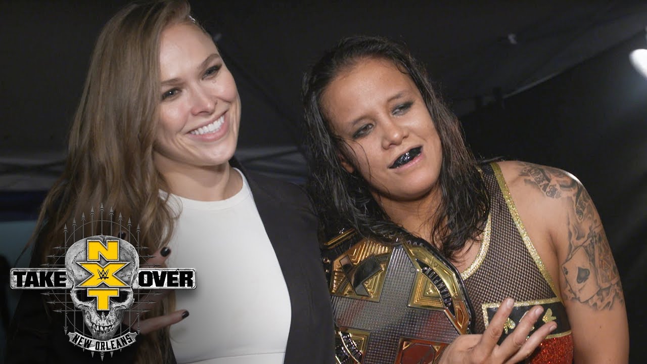 Ronda Rousey celebrates with new NXT Women's Champion Shayna Baszler: Exclusive, April 7, 2018