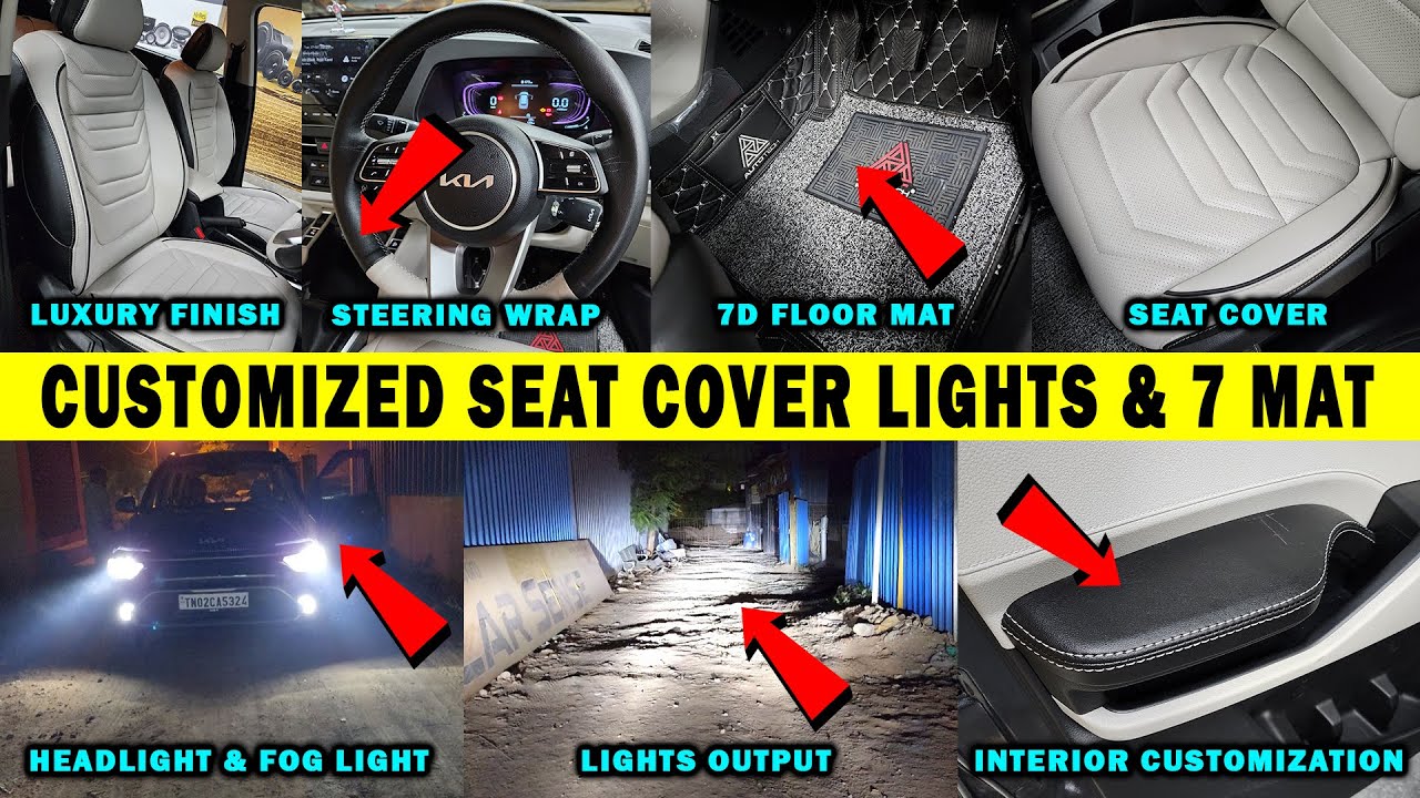 Kia Carens Customized Seat Cover | 7D Floor Mat | LED Lights | Car Accessories | Car Sense