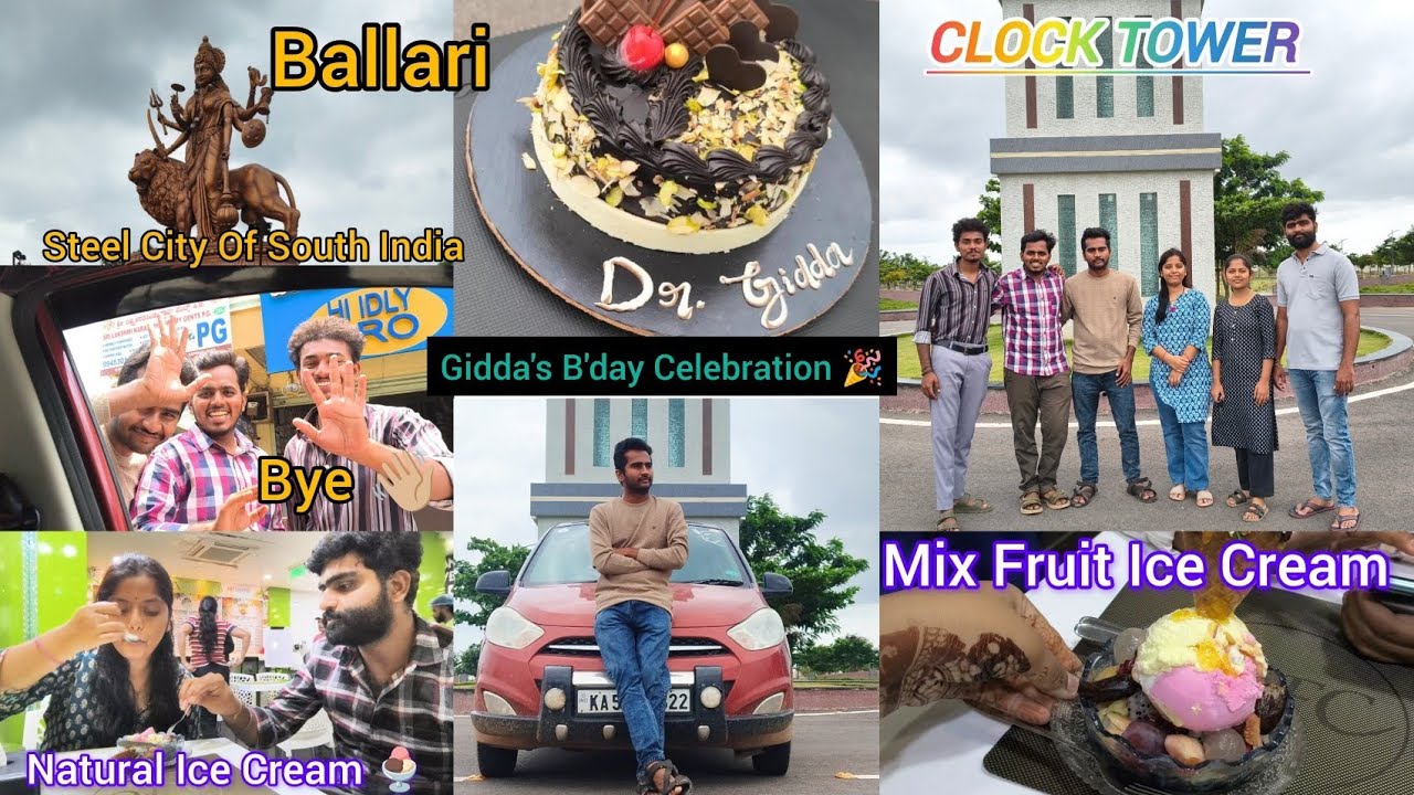ಬಳ್ಳಾರಿ 📍| Gidda's B'day Celebration 🥳| ClockTower 🗼| ನಿಪ್ಪಟ್ಟು ಮಸಾಲ 😋 |  Daily vlog | ನ್ಯಾಚುರಲ್ 🍨🤤