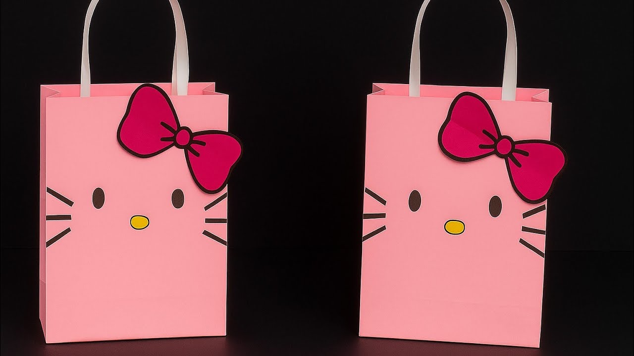 DIY Hello Kitty Paper Bag| DIY Paper Bag For Treat| DIY Goodie Bag| How To Make Paper Bag |Candy bag