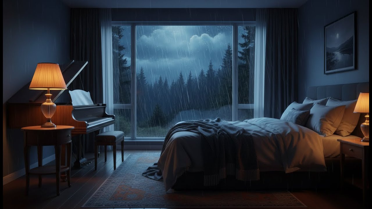 3 Hours of Deep Sleep Piano and Heavy Rain (No Mid-roll Ads)