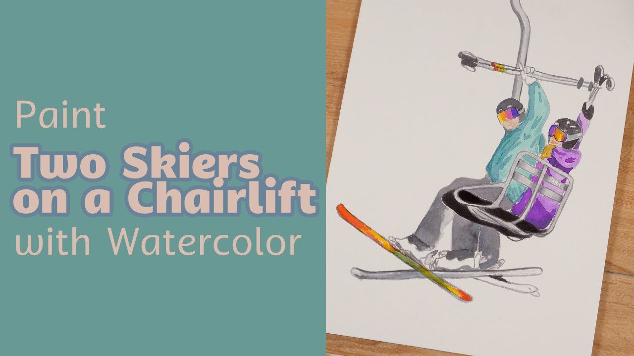 Learn to Paint Two Skiers w/ Watercolor: Step by Step